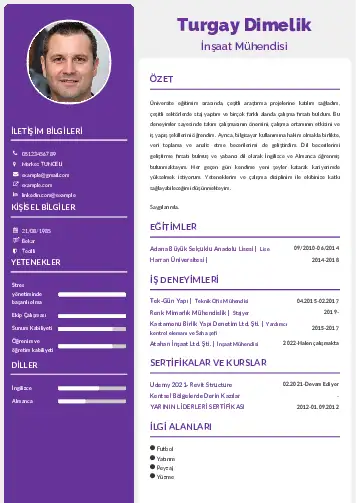 İnşaat Mühendisi Cv Örnekleri cv indir